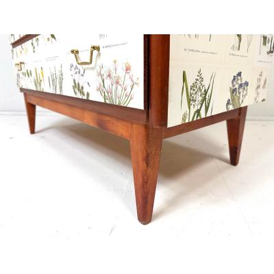 Josef Frank 1950s Swedish Cabinet With Nordens Flora Illustrations