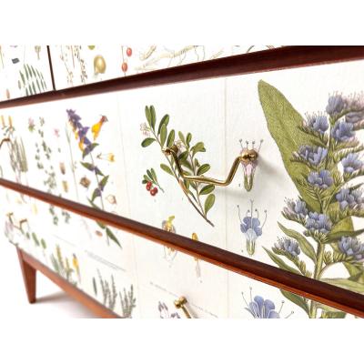 Josef Frank 1950s Swedish Cabinet With Nordens Flora Illustrations