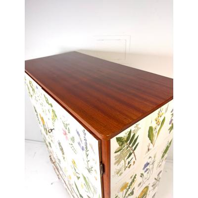 Josef Frank 1950s Swedish Cabinet With Nordens Flora Illustrations