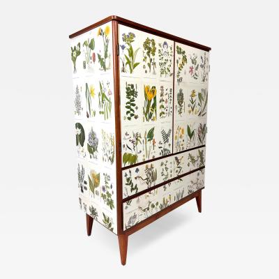 Josef Frank 1950s Swedish Cabinet With Nordens Flora Illustrations