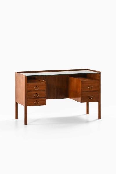 Josef Frank Desk in Mahogany Brass Glass Desk by Josef Frank 1950s