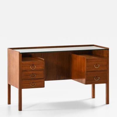 Josef Frank Desk in Mahogany Brass Glass Desk by Josef Frank 1950s