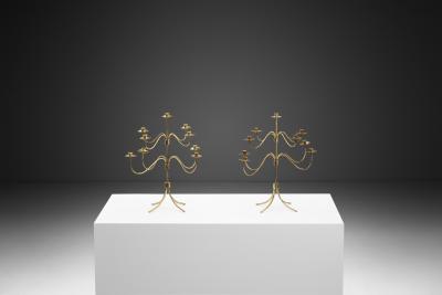 Josef Frank Josef Frank Brass Adjustable Candelabra for Svenskt Tenn Sweden 1950s