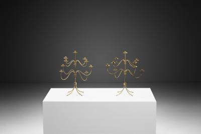 Josef Frank Josef Frank Brass Adjustable Candelabra for Svenskt Tenn Sweden 1950s