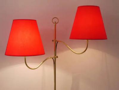 Josef Frank Josef Frank Two Arms Mid Century Adjustable Brass Floor Lamp Austria 1950s