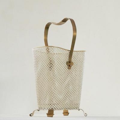 Josef Frank Mid Century Umbrella Stand in Patinated Brass and Perforated Metal 1950s