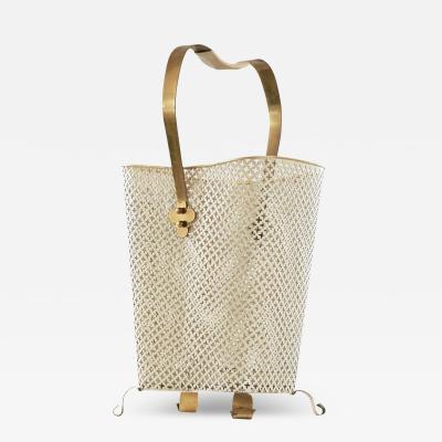 Josef Frank Mid Century Umbrella Stand in Patinated Brass and Perforated Metal 1950s