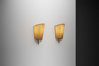 Josef Frank Pair of Pleated Fabric Wall Lights by Josef Frank Attr Sweden 1950s
