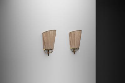 Josef Frank Pair of Pleated Fabric Wall Lights by Josef Frank Attr Sweden 1950s