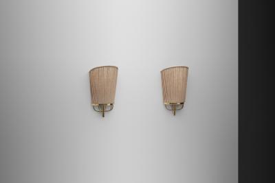 Josef Frank Pair of Pleated Fabric Wall Lights by Josef Frank Attr Sweden 1950s