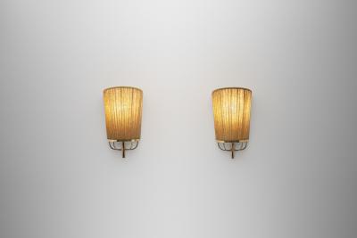 Josef Frank Pair of Pleated Fabric Wall Lights by Josef Frank Attr Sweden 1950s