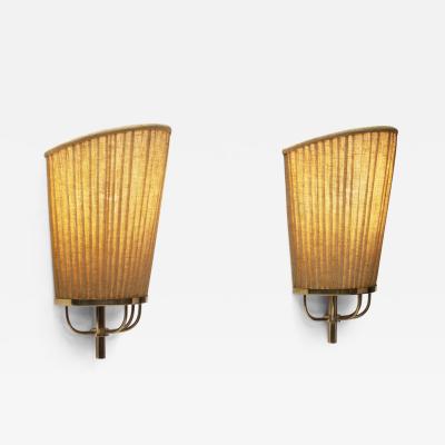 Josef Frank Pair of Pleated Fabric Wall Lights by Josef Frank Attr Sweden 1950s