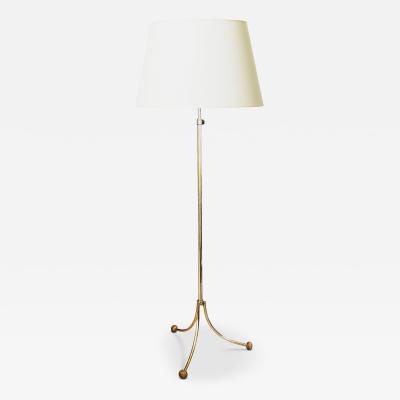 Josef Frank Standing Lamp in Brass and Wood Attributed to Josef Frank
