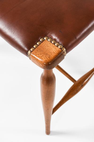 Josef Frank Stool in Mahogany Brass and Leather by Josef Frank 1950s