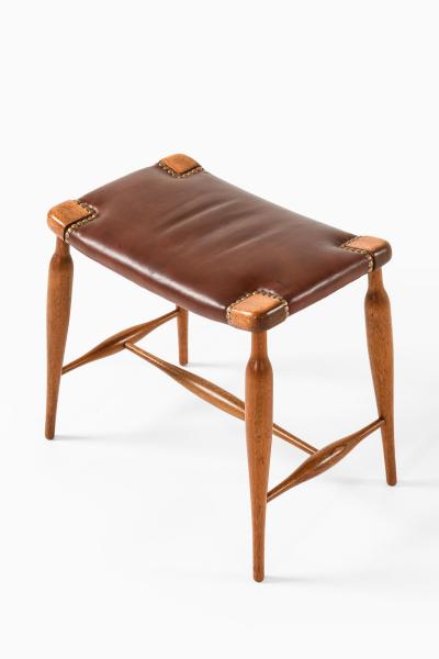 Josef Frank Stool in Mahogany Brass and Leather by Josef Frank 1950s