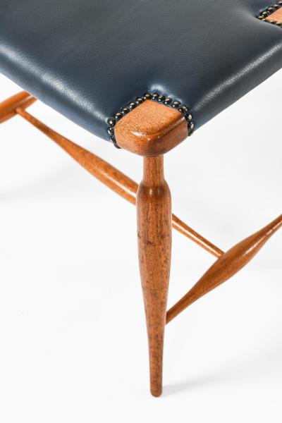 Josef Frank Stool in Mahogany Brass and Leather by Josef Frank 1950s