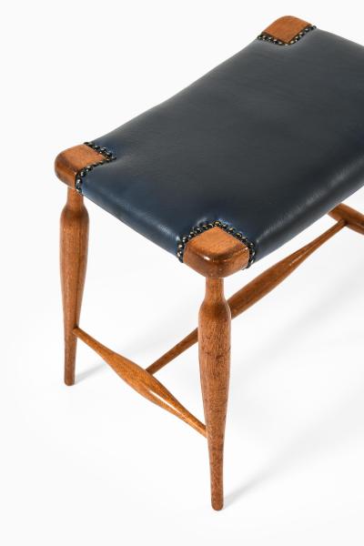 Josef Frank Stool in Mahogany Brass and Leather by Josef Frank 1950s