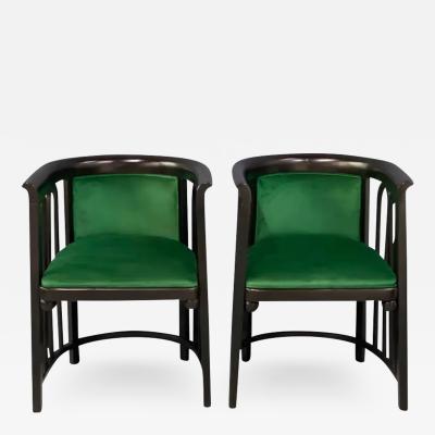 Josef Hoffmann Josef Hoffman Pair of Secessionist Bentwood Barrel Back Arm Chairs for J J Kohn