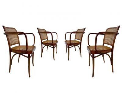 Josef Hoffmann Set of 4 Mid Century Modern Dining Prague Chairs by Josef Hoffmann Cane Birch