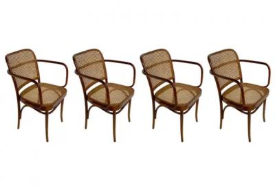 Josef Hoffmann Set of 4 Mid Century Modern Dining Prague Chairs by Josef Hoffmann Cane Birch