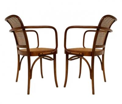 Josef Hoffmann Set of 4 Mid Century Modern Dining Prague Chairs by Josef Hoffmann Cane Birch