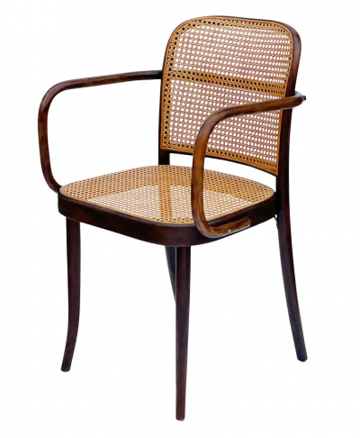 Josef Hoffmann Set of 6 Mid Century Modern Dining Prague Chairs by Josef Hoffmann Cane Wood