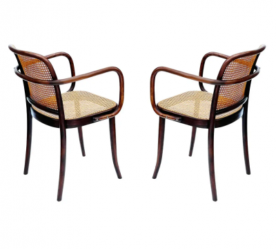 Josef Hoffmann Set of 6 Mid Century Modern Dining Prague Chairs by Josef Hoffmann Cane Wood