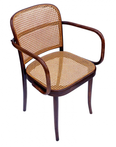 Josef Hoffmann Set of 6 Mid Century Modern Dining Prague Chairs by Josef Hoffmann Cane Wood