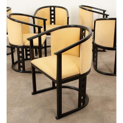 Josef Hoffmann Set of Six Josef Hoffmann Style Secessionist Chairs