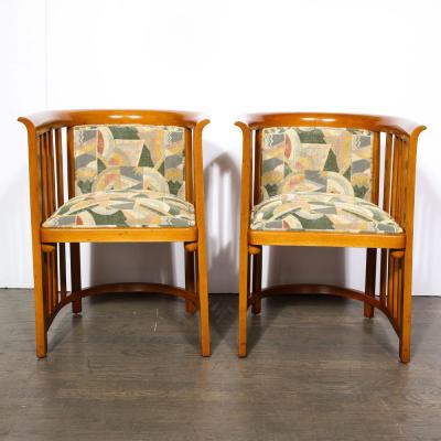 Josef Hoffmann Three Piece Set by Josef Hoffmann w Beech Frame Clarence House Fabric