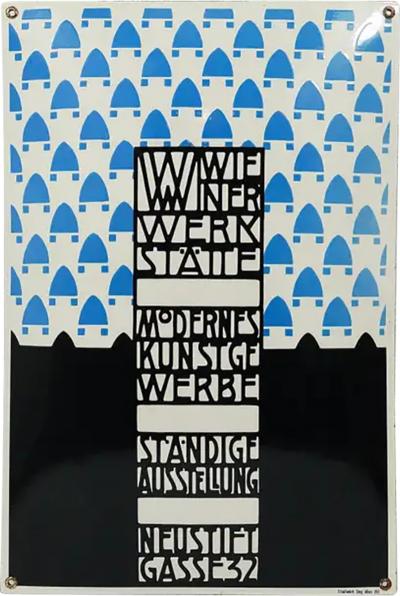 Josef Hoffmann Wiener Werkst tte Vienna Art Nouveau Enamel Advertising Sign