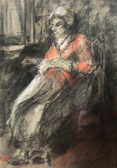 Josef Israels Woman Mending 