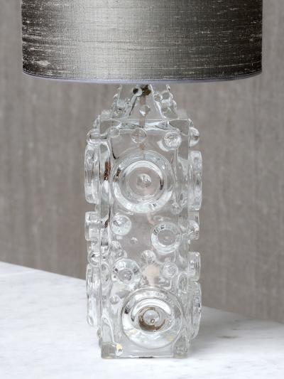 Josef Schott Josef Schott Bubble Glass Table Lamp Silk Shade Sm landshyttan Sweden 1960s