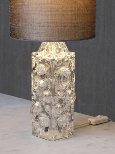 Josef Schott Josef Schott Bubble Glass Table Lamp Silk Shade Sm landshyttan Sweden 1960s