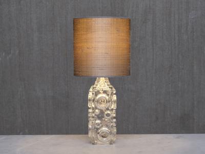 Josef Schott Josef Schott Bubble Glass Table Lamp Silk Shade Sm landshyttan Sweden 1960s