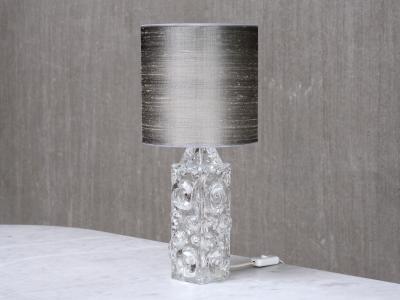 Josef Schott Josef Schott Bubble Glass Table Lamp Silk Shade Sm landshyttan Sweden 1960s