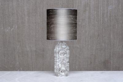 Josef Schott Josef Schott Bubble Glass Table Lamp Silk Shade Sm landshyttan Sweden 1960s