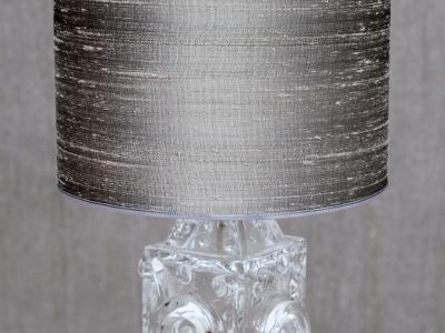 Josef Schott Josef Schott Bubble Glass Table Lamp Silk Shade Sm landshyttan Sweden 1960s