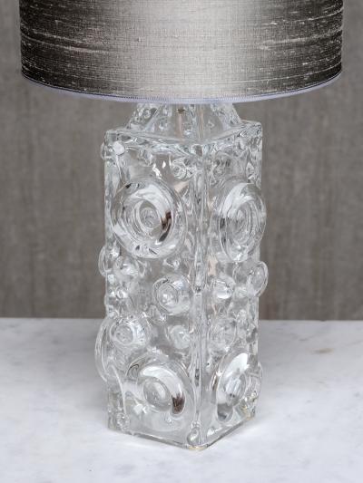Josef Schott Josef Schott Bubble Glass Table Lamp Silk Shade Sm landshyttan Sweden 1960s