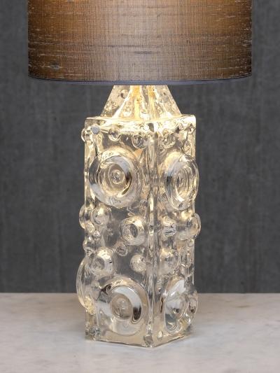 Josef Schott Josef Schott Bubble Glass Table Lamp Silk Shade Sm landshyttan Sweden 1960s