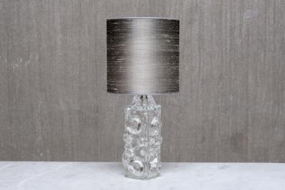 Josef Schott Josef Schott Bubble Glass Table Lamp Silk Shade Sm landshyttan Sweden 1960s