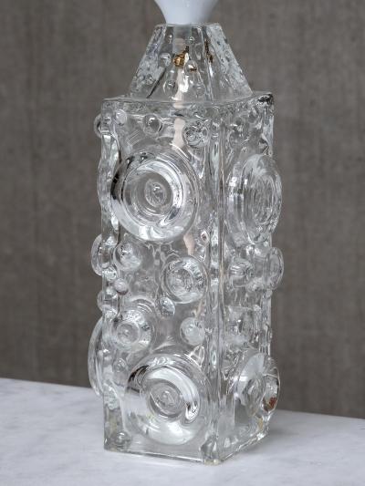 Josef Schott Josef Schott Bubble Glass Table Lamp Silk Shade Sm landshyttan Sweden 1960s