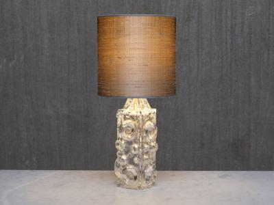 Josef Schott Josef Schott Bubble Glass Table Lamp Silk Shade Sm landshyttan Sweden 1960s