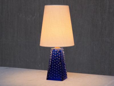 Josef Schott Josef Schott Table Lamp in Blue Glass Sm landshyttans Glasbruk Sweden 1960s