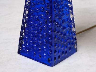 Josef Schott Josef Schott Table Lamp in Blue Glass Sm landshyttans Glasbruk Sweden 1960s