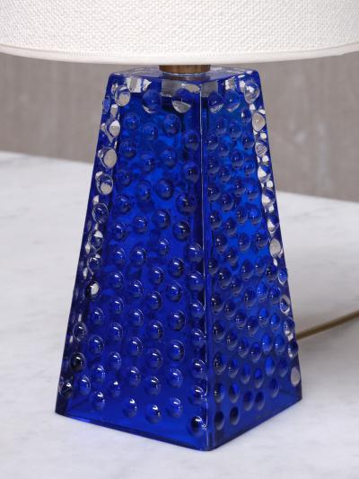 Josef Schott Josef Schott Table Lamp in Blue Glass Sm landshyttans Glasbruk Sweden 1960s