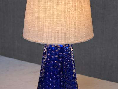 Josef Schott Josef Schott Table Lamp in Blue Glass Sm landshyttans Glasbruk Sweden 1960s