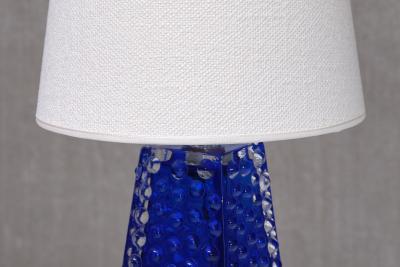 Josef Schott Josef Schott Table Lamp in Blue Glass Sm landshyttans Glasbruk Sweden 1960s