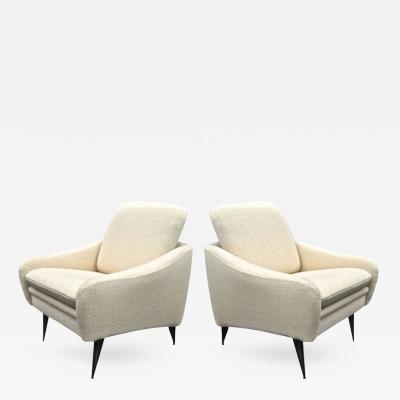 Joseph Andre Motte J A Motte for Steiner Lounge Chairs Newly Recovered In Alpaca Wool