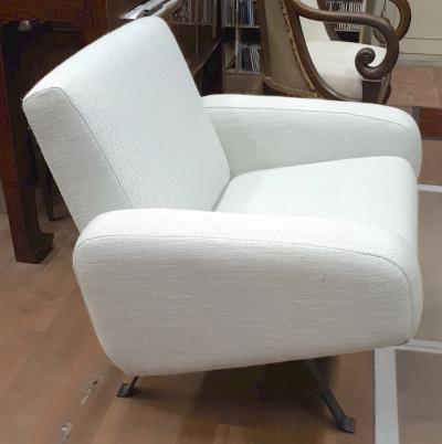 Joseph Andre Motte Joseph Andre Motte for Steiner Pair of Lounge Chairs Recovered in Canvas